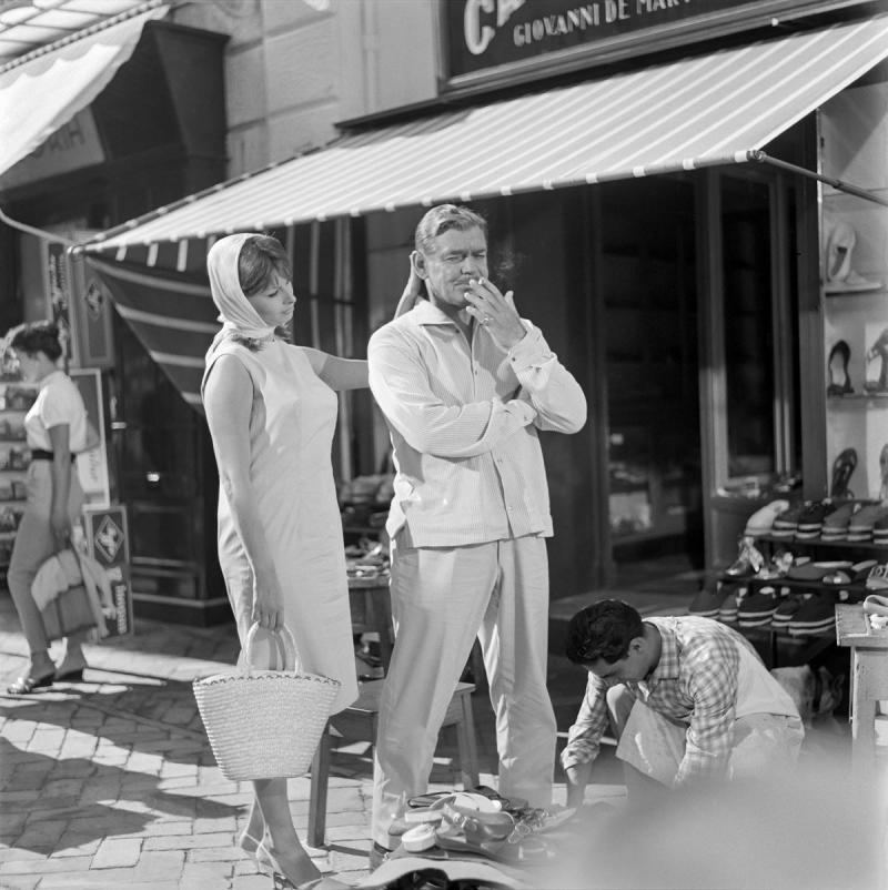 Sophia Loren and Clark Gable on the set of It Started in Naples, 1959<br/>Please contact Gallery for price