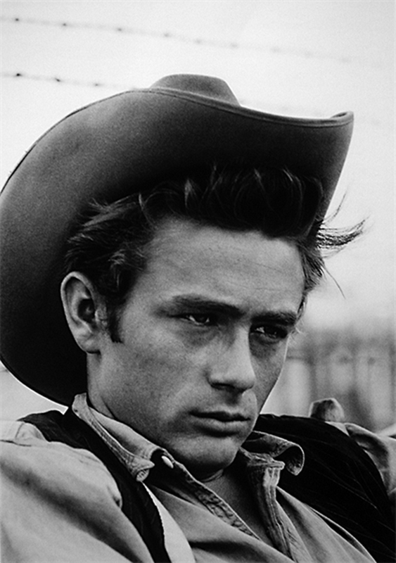 James Dean in Cowboy hat during the filming of "Giant"