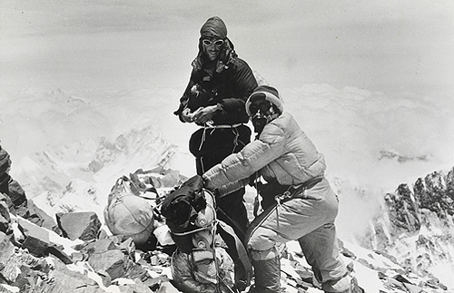 Royal Geographic Society -- Edmund Hillary and Tenzig Norgay on the way to the summit of Mount Everest
