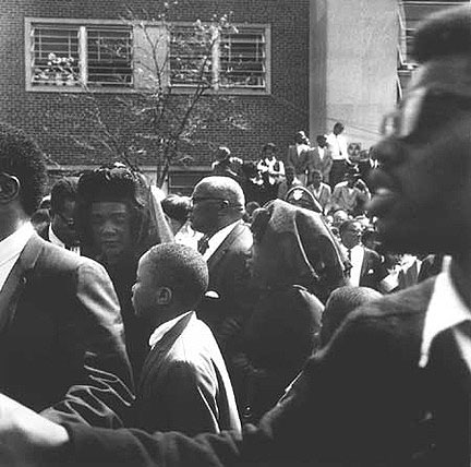 Coretta Scott King and Martin Luther King, Sr, in Dr. King's funeral procession, Atlanta, GA, April 1968. Young boy is MLK III