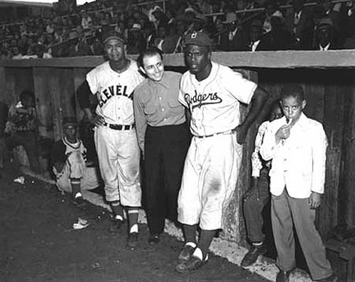 Ernie Banks, Larry Doby, Matty Brescia, Jackie Robinson, Martin's Stadium 1953