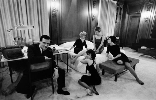 Hugh Hefner in His Office Bedroom at Chicago Mansion, 1967