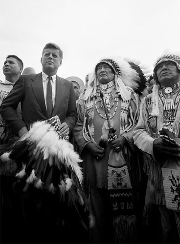 "Two Chiefs" John F. Kennedy with Delegates from the American Indian Chicago Conference, 1962