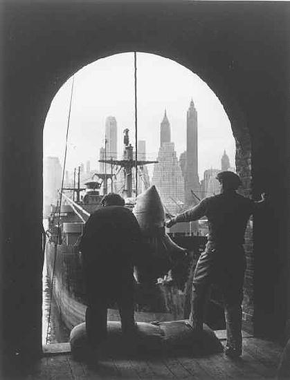 Unloading coffee at Brooklyn dock, New York, c. 1946<br/>