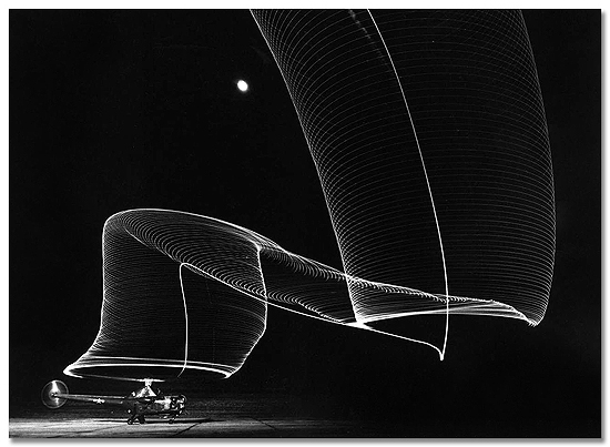 Navy helicopter or Pattern Made by Helicopter Wing Lights, Anacostia, MD, 1949