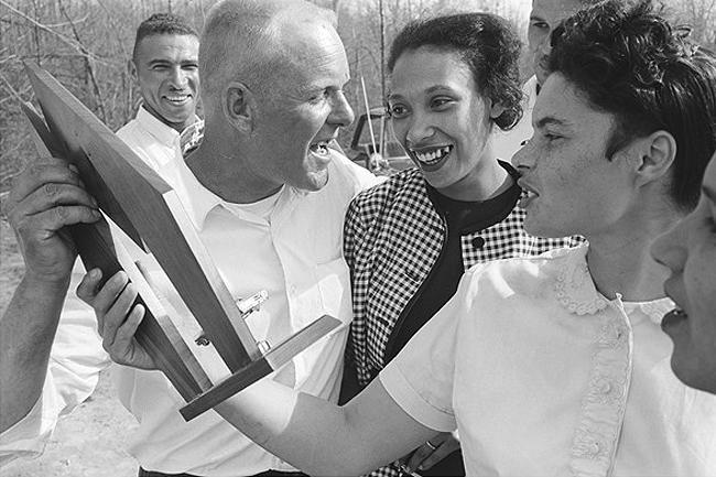 Photo: Mildred and Richard Loving with trophy, 1965 Archival Pigment Print #2042