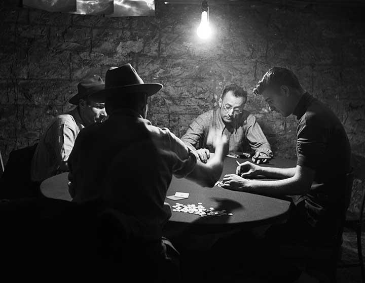 Nelson Algren Being Dealt to by the Real Life Man with the Golden Arm, 1949<br/>