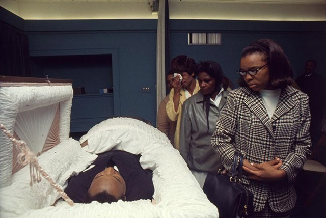 Martin Luther King, Jr., at the R.S. Lewis & Sons Funeral Home in Memphis, 1968