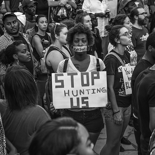Black Lives Matter Rally after the family of Alton Sterling spoke following the shooting deaths of Philando Castile and Alton Sterling, Piedmont Park, Atlanta, 2016