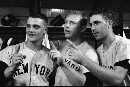 Roger Maris, Mickey Mantle, Clete Boyer, 1960 World Series, Yankee Stadium<br/>
