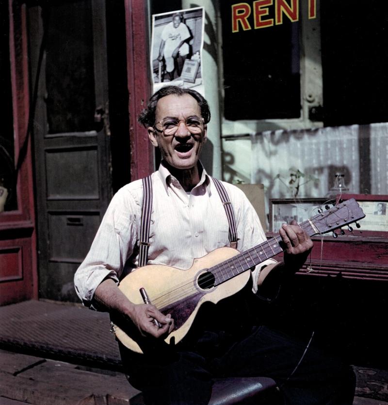 Man with guitar, East Harlem, New York, 1947<br/>Please contact Gallery for price