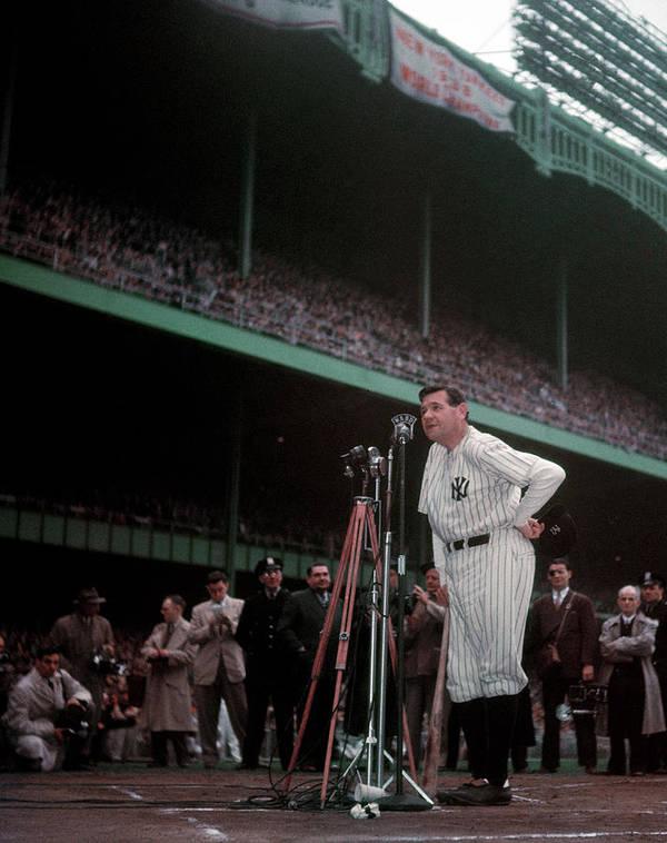 Photo: Ralph Morse: Babe Ruth's Final Appearance at Yankee Stadium  (June 13, 1948) Chromogenic print #2762