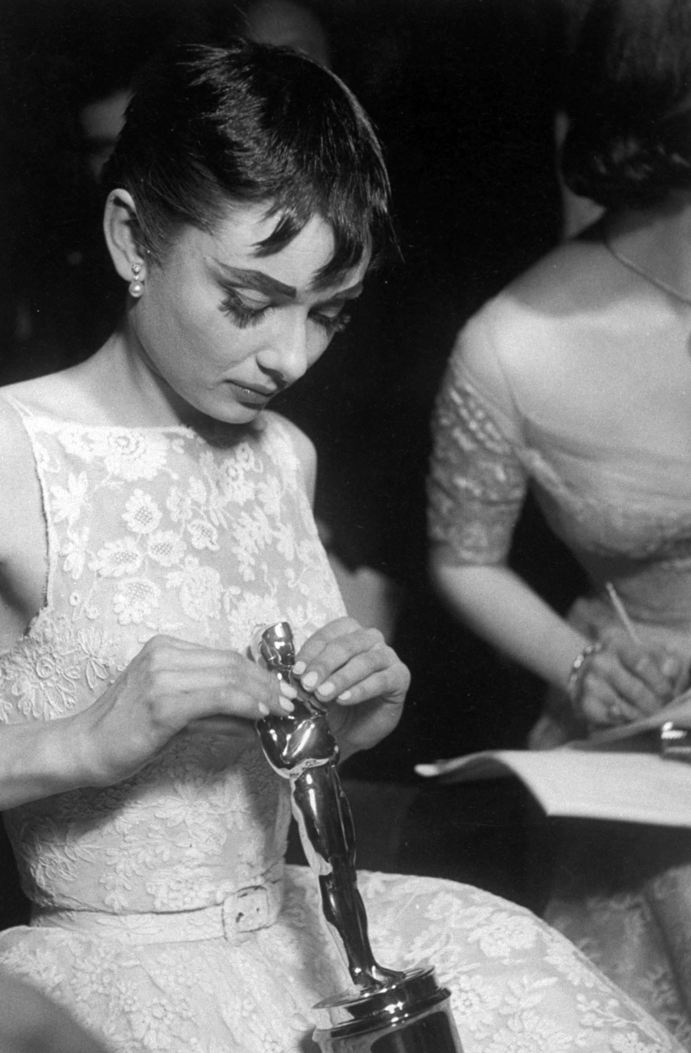 Ralph Morse: Audrey Hepburn With Her Oscar for Her Role in "Roman Holiday," Academy Awards, NYC, 1954