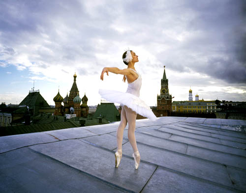 Rooftop Ballerina  (Nadia Gracheva, Prima Ballerina), Bolshoi Ballet, Red Square,  Moscow, 1997