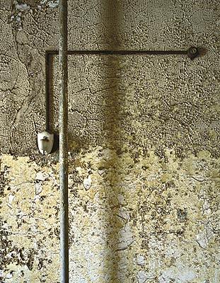 Isolation ward, wall study with pipes, Island 3