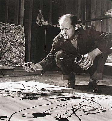 Jackson Pollock painting in his studio, Springs, New York, 1949 ? Time Inc