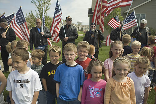Patriot Guard with local children, Hudsonville, Michigan, 2006
