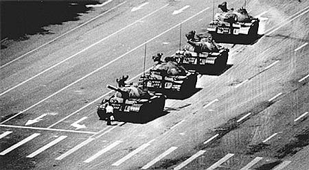 Lone protester, Tiananmen, Square, Beijing, 1989