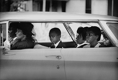 Photo: The Chaney family as they depart for the burial of James Chaney, Meridian, Mississippi, August 7, 1964 Gelatin Silver print #728