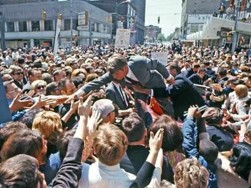 Photo: Bobby Kennedy with crowd in a Midwest city after entering the 1968 Presidential race Archival Pigment Print #850