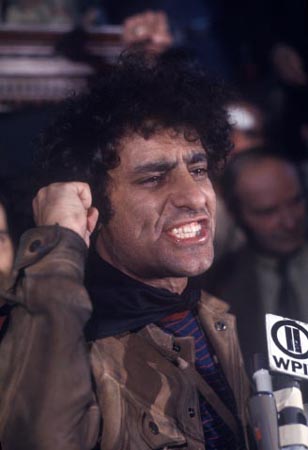 Abbie Hoffman at protests outside Democratic Convention, Chicago,1968