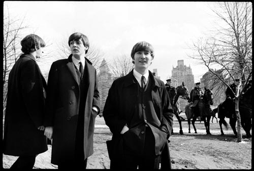 Ringo, Paul, John. Central Park Photo OP. Feb 1964. Copyright Bill Eppridge