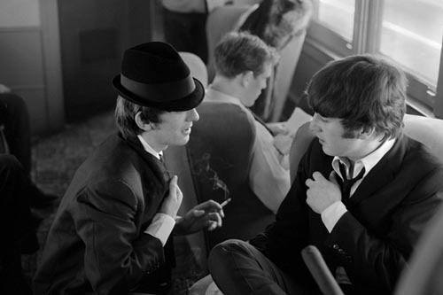 George & John. Train to D.C. Feb 10, 1964. Copyright Bill Eppridge
