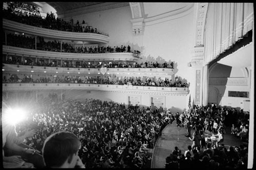 The Beatles play Carnegie Hall, New York City. Feb 12, 1964. Copyright Bill Eppridge