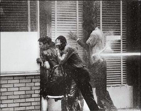 Photo: Fire hoses aimed at demonstrators, Birmingham, 1963 Gelatin Silver print #1151
