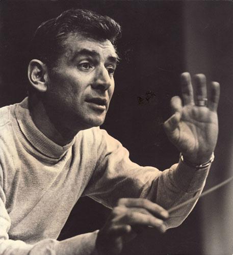 A young Leonard Bernstein leading his orchestra in a rehearsal, New York, 1958 Vintage Gelatin Silver Print