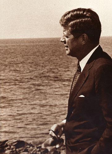 Photo: John F. Kennedy at his home in Hyannis Port, MA, during a break from an interview with Walter Cronkite, 1963 Vintage Gelatin Silver Print #1175