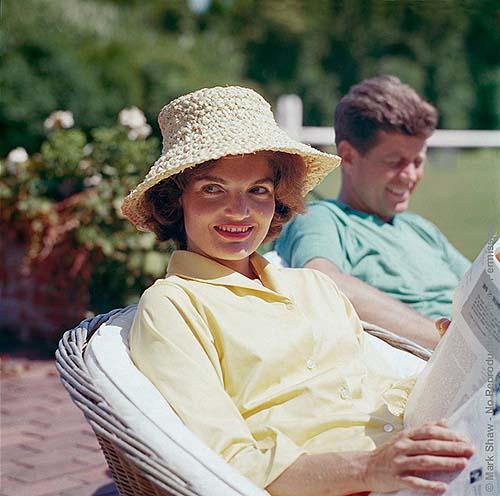 Jackie and John F. Kennedy on the porch of Joseph Kennedy's house, Hyannis Port. 1959 Archival Pigment Print