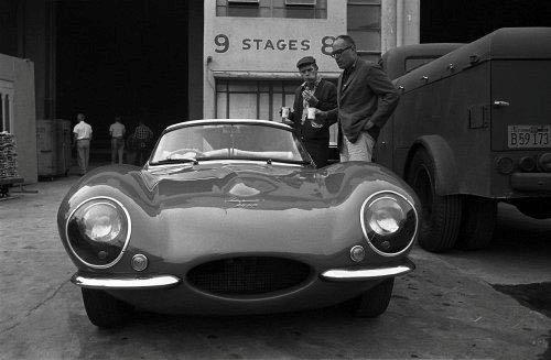 Photo: Steve McQueen with John Sturges, Looking at  his Jaguar Gelatin Silver print #1574
