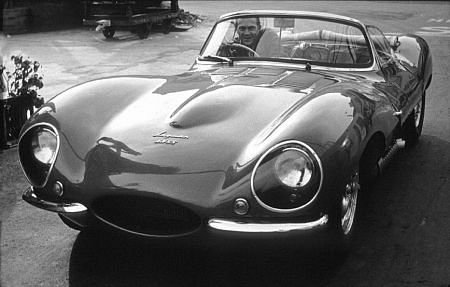 Steve McQueen in his 1957 Jaguar XK SS Hollywood, CA