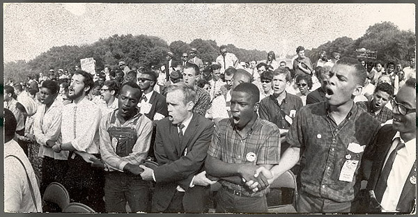 Demonstrators during Civil Rights rally in front of the Washington Monument, 1963 - Photo by Francis Miller