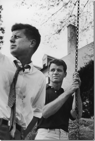 Paul Schutzer - John F. Kennedy and Robert F. Kennedy watching Bob''s children at play, McLean, Virginia, 1957