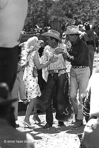 Marilyn Monroe, Clark Gable, and Montgomery Clift on the set of "The Misfits", 1960 Vintage Gelatin Silver Print