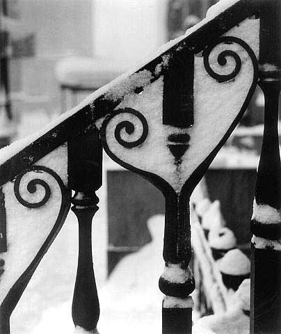 Wrought Iron Design in Snow, NYC, 1945