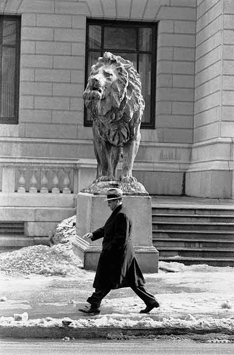 Chicago Mafia Leader Tony Accardo By Courthouse Lion, Chicago, February 1959