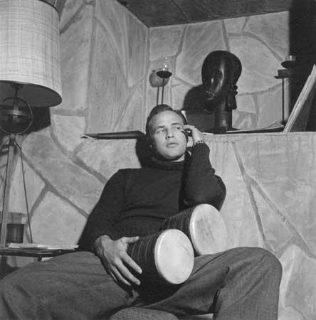 Photo: Marlon Brando, At Home With Bongos, 1955 Gelatin Silver print #213