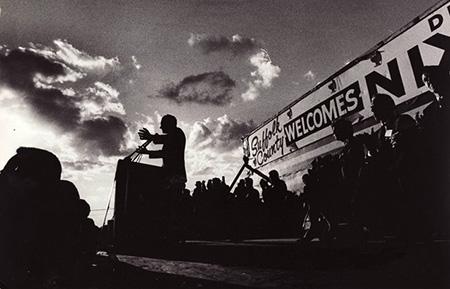 Richard Nixon giving a speech to the residents of Suffolk County, NY while on the campaign trail in 1968 Vintage Gelatin Silver Print