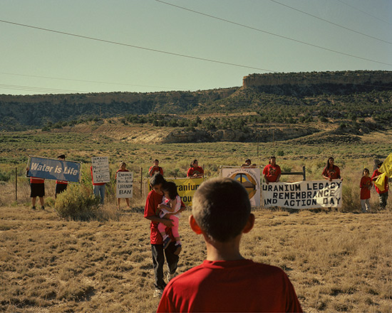 Residents from Navajo communities gather on Uranium Remembrance Day, Church Rock, NM July 16, 2016. The first Atomic Bomb Test was tested at 5:29 am on July 16, 1945.