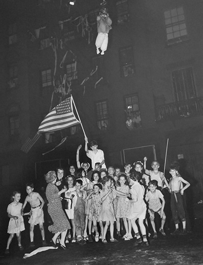 Children celebrating VJ-Day, Times Square, NY, 1945