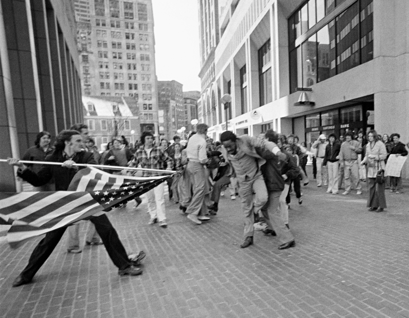 The Soiling of Old Glory" Anti-Busing Protest, Boston, 1976<br/>Please contact Gallery for price