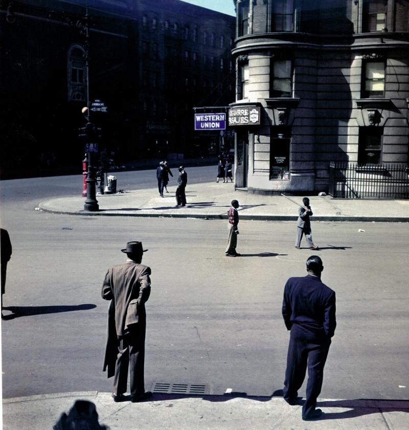Stickball on St. Nicholas Avenue, East Harlem, New York, 1947 Archival Pigment Print