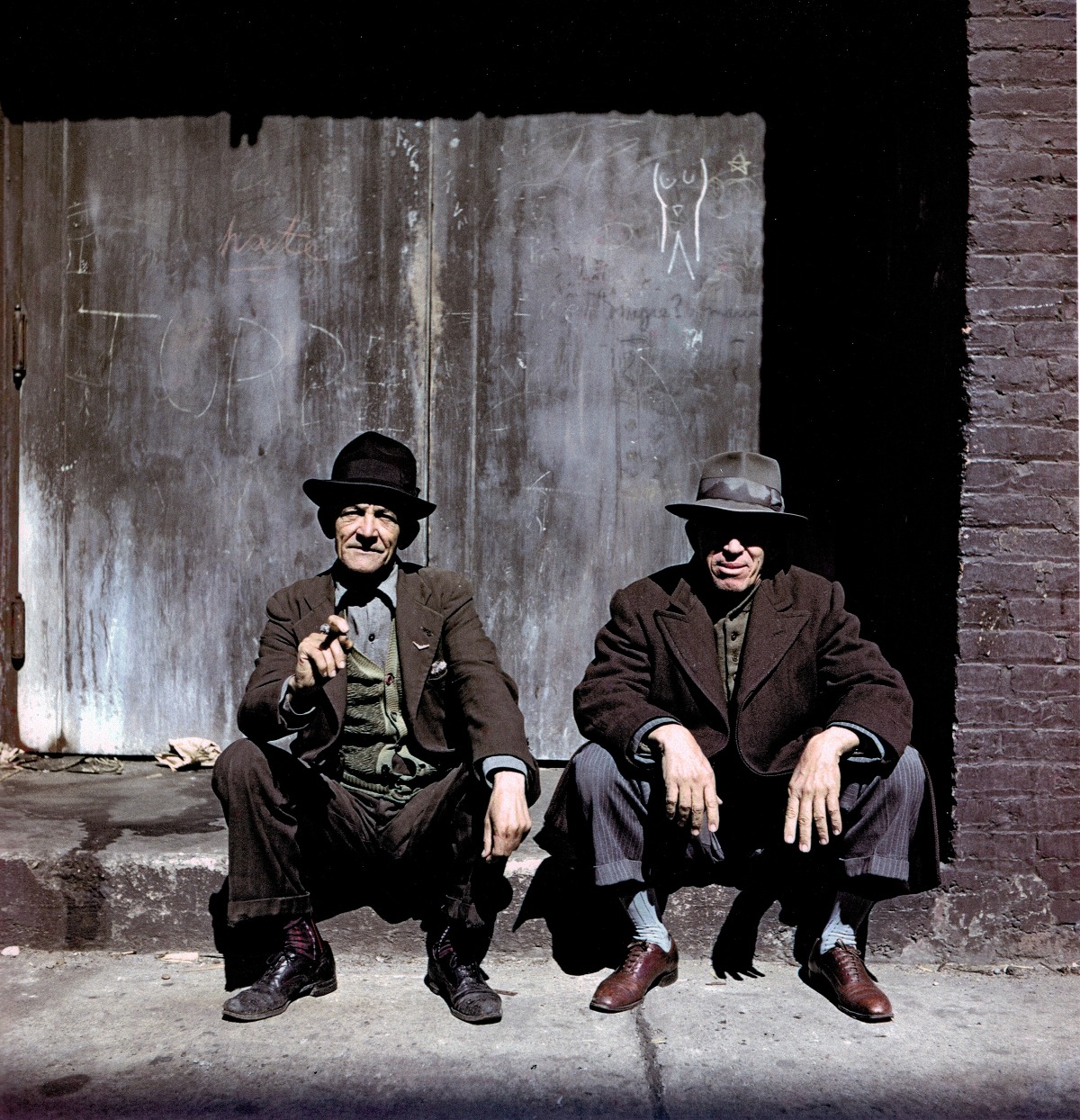 Two Men on steps, East Harlem, New York, 1947