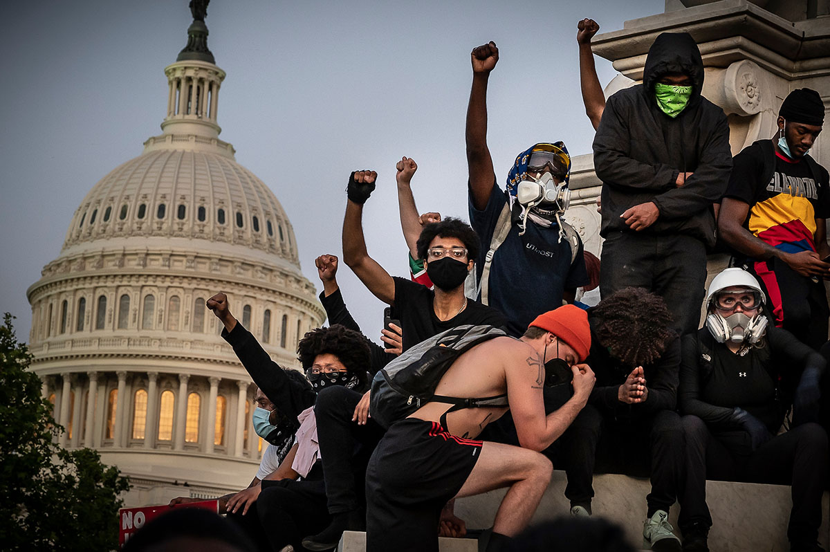 BLM protestors in front of the US Capitol during the Covid-19 Pandemic, Washington, DC, 2020