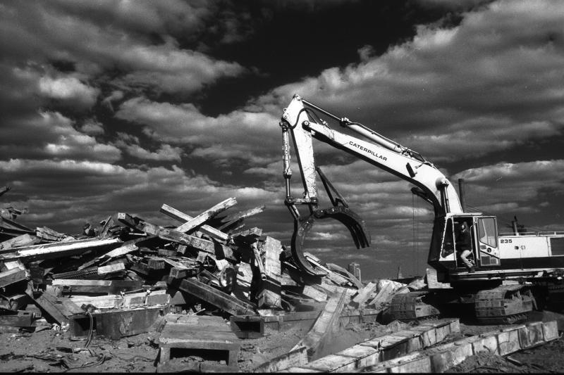 Steel from the World Trade Center prepared for processing, Jersey City recycling center, 2001 Gelatin Silver print