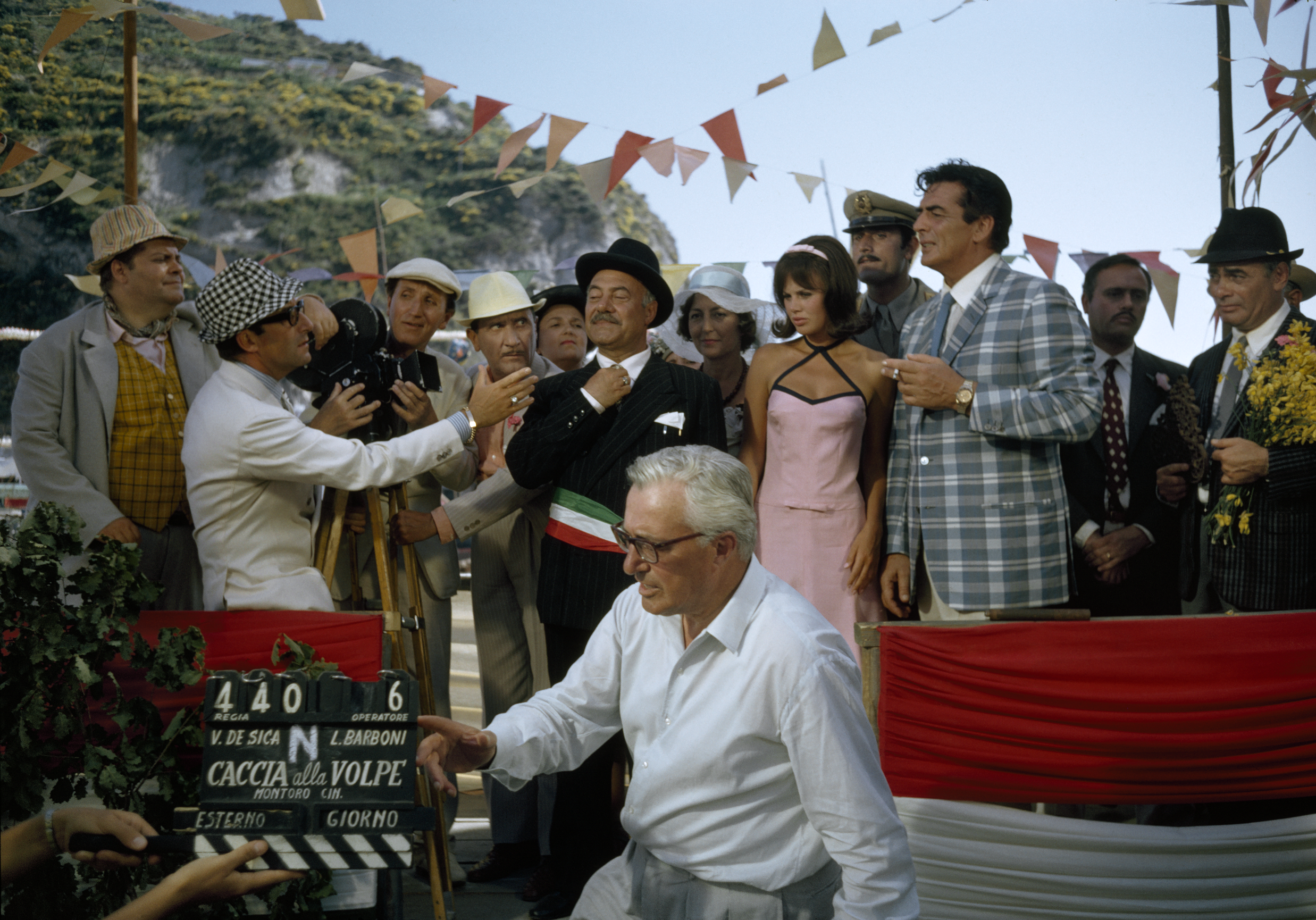 Vittorio De Sica on the set of "After The Fox", Italy, 1965