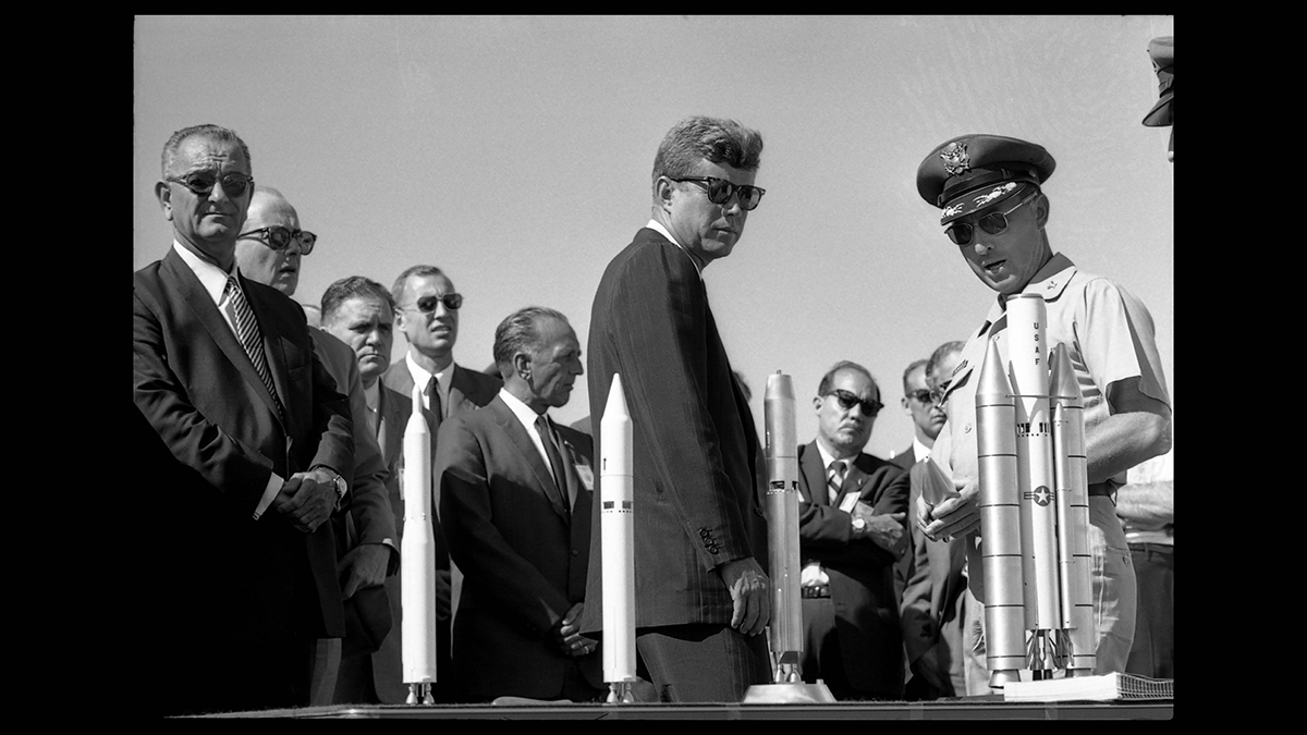 President John F. Kennedy in Cape Canaveral, Fla., on Sept. 11, 1962, a year after he issued a challenge to the Soviet post-Sputnik command of space